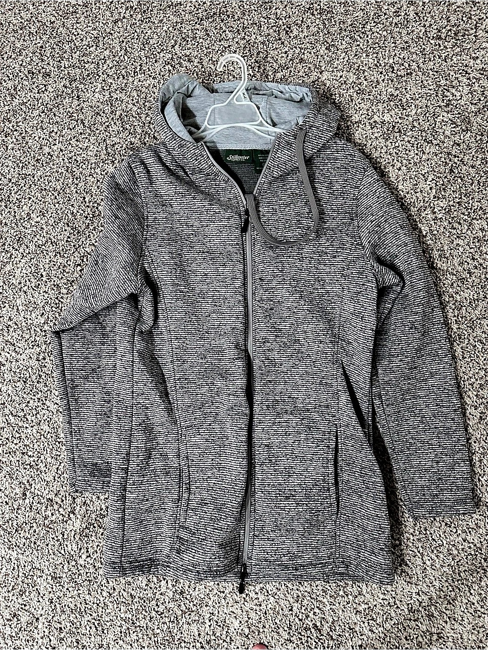 Stillwater Supply Co. Gray striped Hooded Zip Jacket